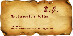 Mattanovich Jolán névjegykártya