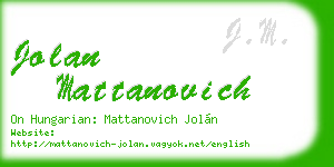 jolan mattanovich business card
